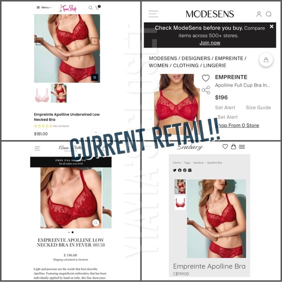 Empreinte 36D Apolline 07158 Embroidered Underwire Full Cup Bra in Fever - Picture 5 of 16